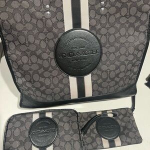Coach Signature Stripe Tote Set